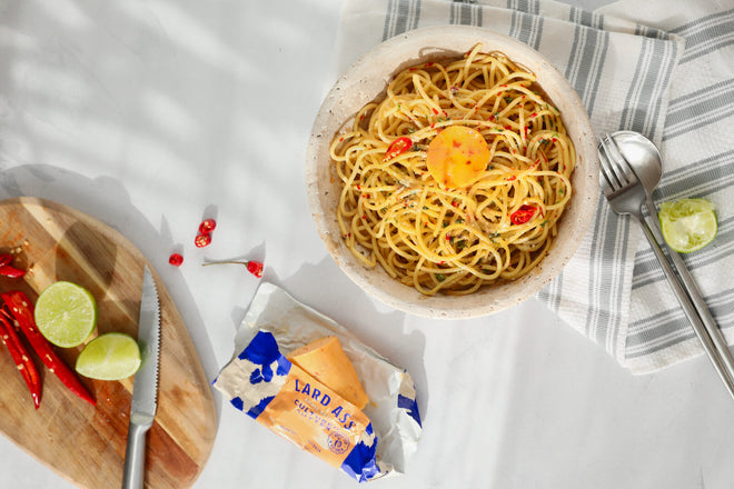 Chilli Lime Butter Spaghetti with Prawns