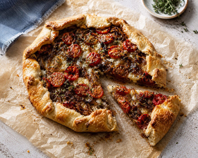 Roasted Garlic Butter Tomato & Caramelised Onion Galette