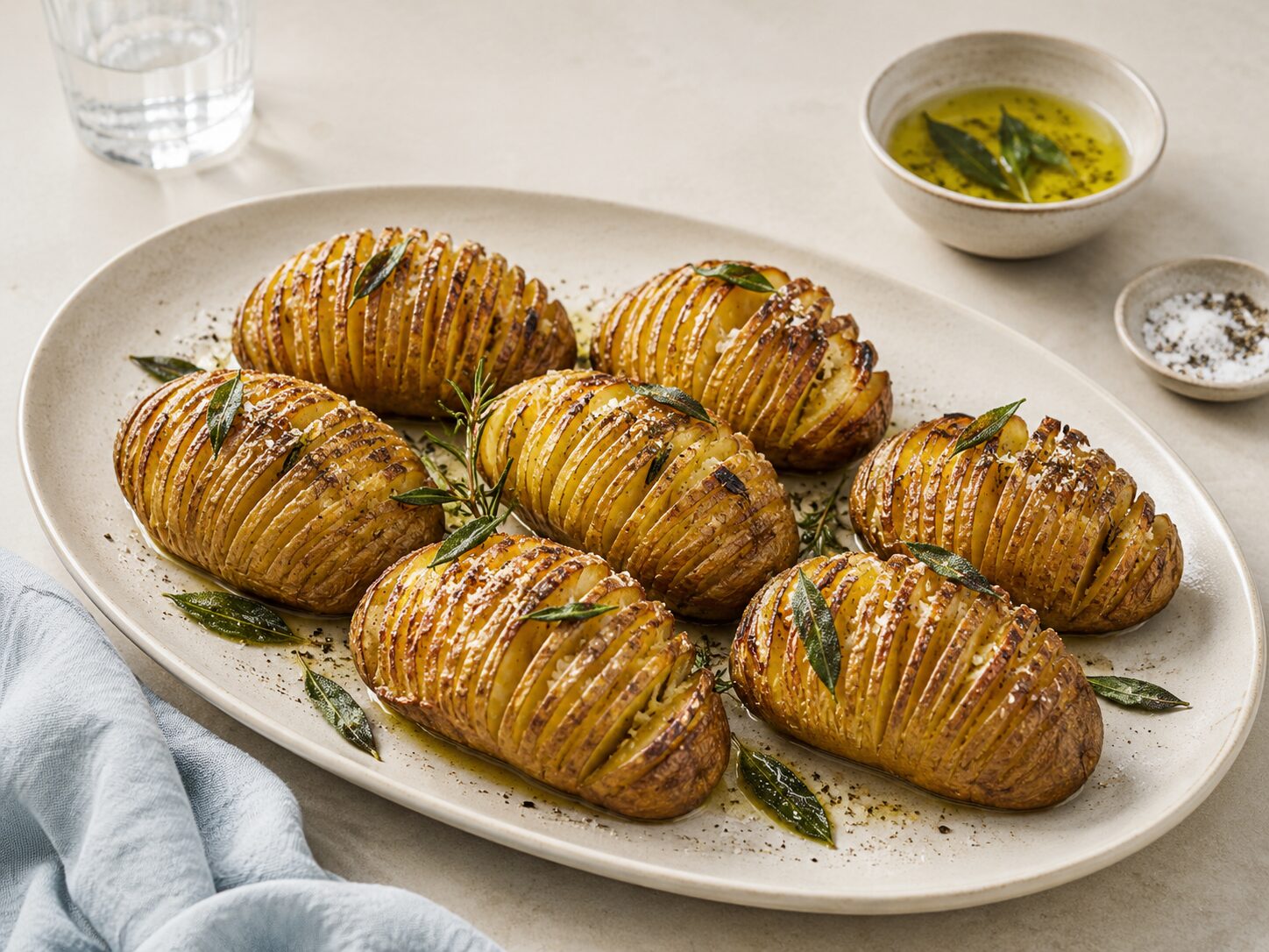 Hasselback Potatoes with Crispy Sage & Rock Salt Butter