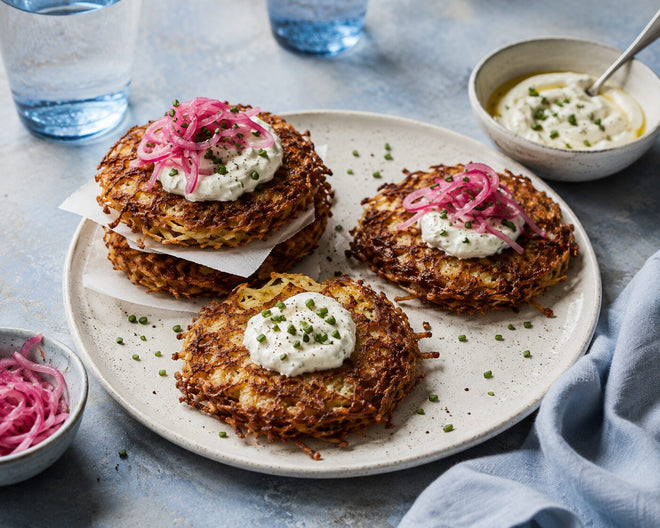 Smoked Butter Potato Rösti with Crème Fraîche & Chives